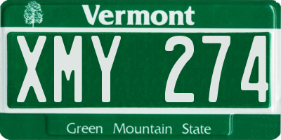 VT license plate XMY274