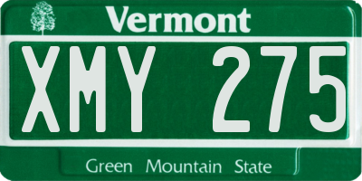 VT license plate XMY275