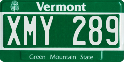 VT license plate XMY289