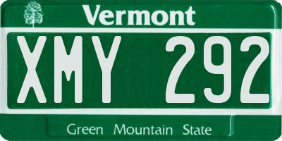 VT license plate XMY292