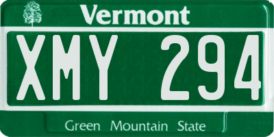 VT license plate XMY294