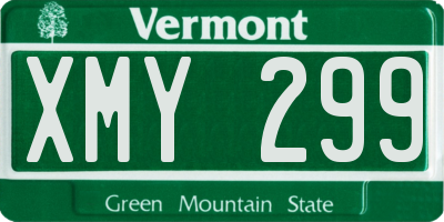 VT license plate XMY299