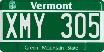 VT license plate XMY305
