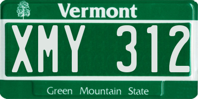 VT license plate XMY312