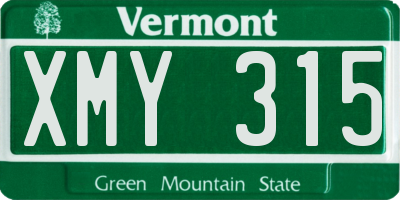 VT license plate XMY315