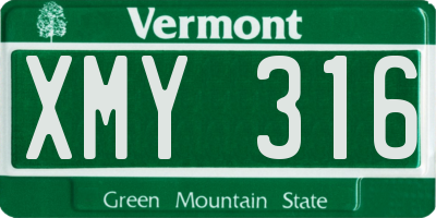 VT license plate XMY316