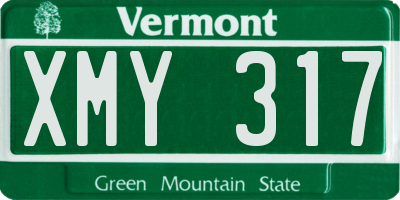 VT license plate XMY317