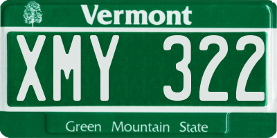 VT license plate XMY322