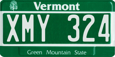 VT license plate XMY324