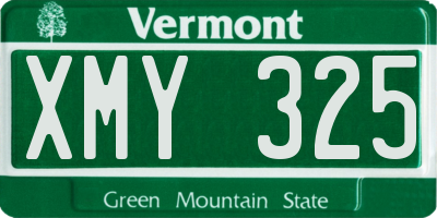 VT license plate XMY325
