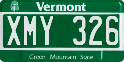 VT license plate XMY326