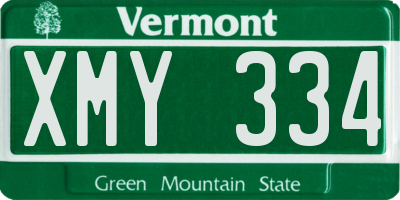 VT license plate XMY334