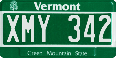 VT license plate XMY342
