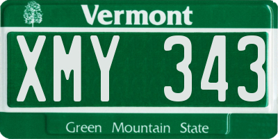 VT license plate XMY343