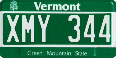 VT license plate XMY344