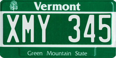 VT license plate XMY345
