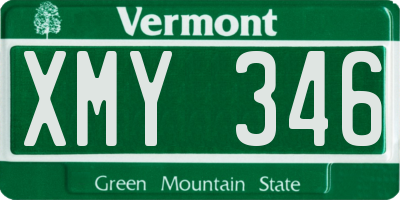 VT license plate XMY346