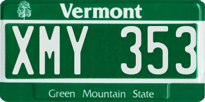 VT license plate XMY353