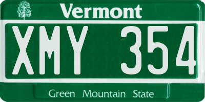 VT license plate XMY354