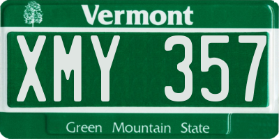 VT license plate XMY357