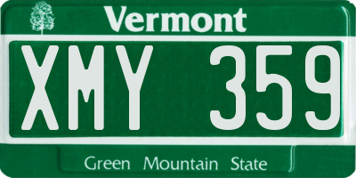 VT license plate XMY359