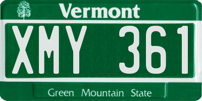 VT license plate XMY361