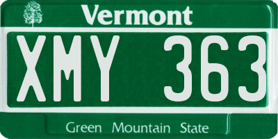 VT license plate XMY363