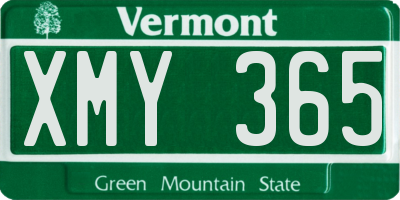 VT license plate XMY365