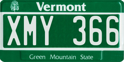 VT license plate XMY366