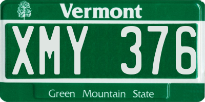 VT license plate XMY376