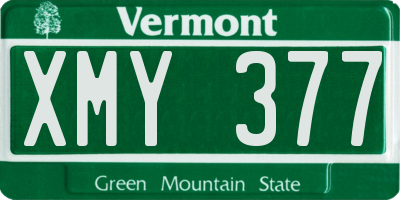 VT license plate XMY377