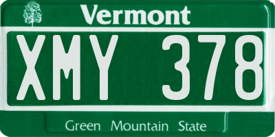 VT license plate XMY378