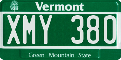 VT license plate XMY380