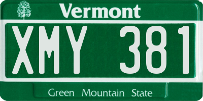 VT license plate XMY381