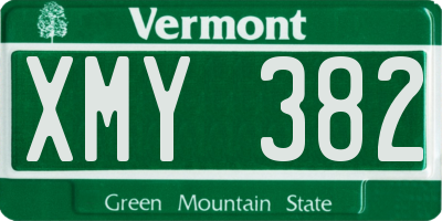VT license plate XMY382