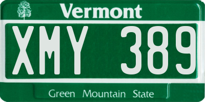 VT license plate XMY389