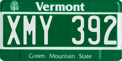 VT license plate XMY392
