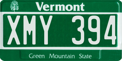 VT license plate XMY394