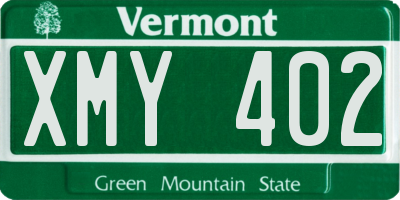 VT license plate XMY402