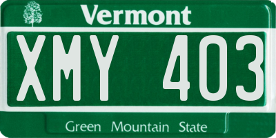 VT license plate XMY403