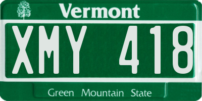 VT license plate XMY418