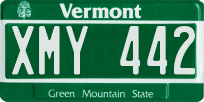 VT license plate XMY442