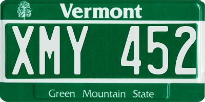VT license plate XMY452