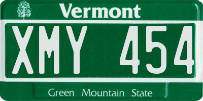 VT license plate XMY454
