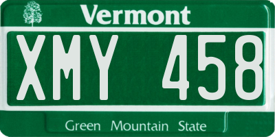 VT license plate XMY458