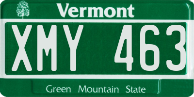 VT license plate XMY463
