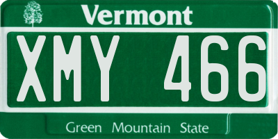 VT license plate XMY466