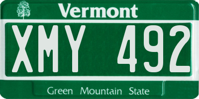 VT license plate XMY492