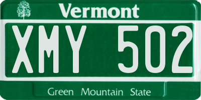 VT license plate XMY502