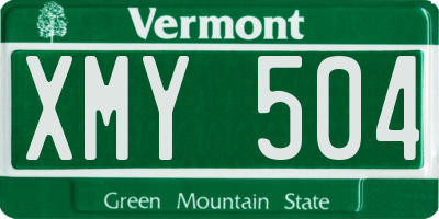 VT license plate XMY504